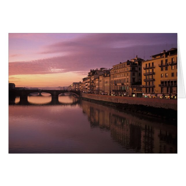 Puentes sobre el río Arno al atardecer, (Anverso (Horizontal))