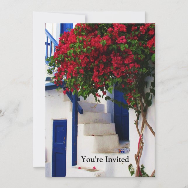 Puerta Azul Griega - Mykonos, Grecia invitación (Anverso)