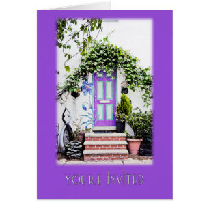 Puerta de bienvenida en morado