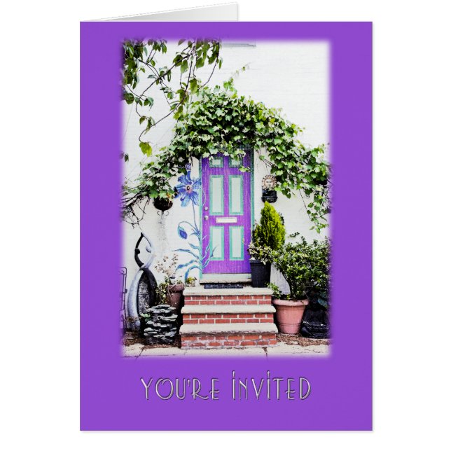 Puerta de bienvenida en morado (Frente)