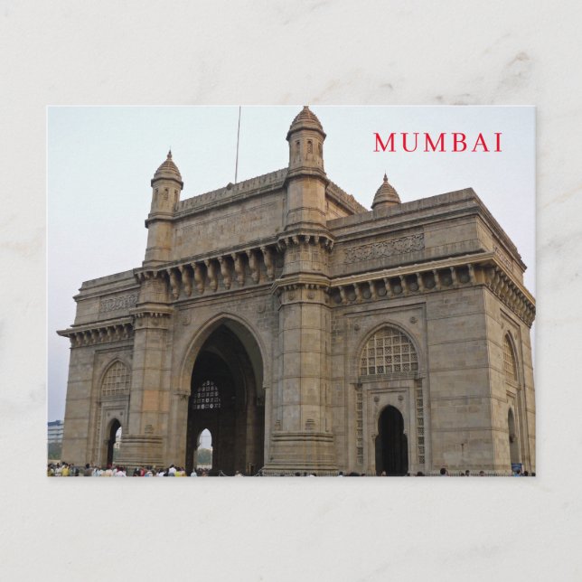 Puerta de Bombay de la India vista postal (Anverso)
