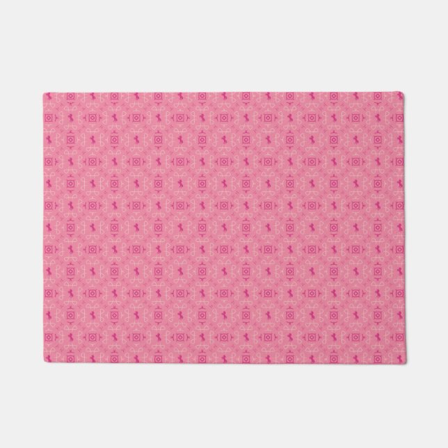Puerta de felpudo rosa desalentador con estampado  (Anverso)