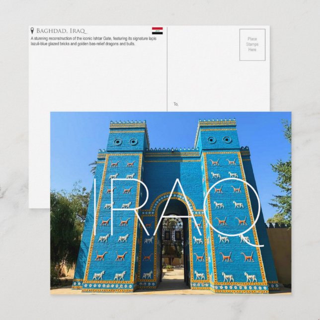 Puerta de Ishtar, Bagdad, Irak Postal de viaje (Anverso / Reverso)