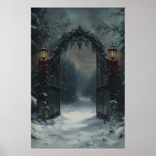 Puerta de Navidad Arte de pared gótico de invierno