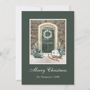 Puerta de Navidad nevada Verde Oscuro