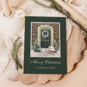 Puerta de Navidad nevada Verde Oscuro