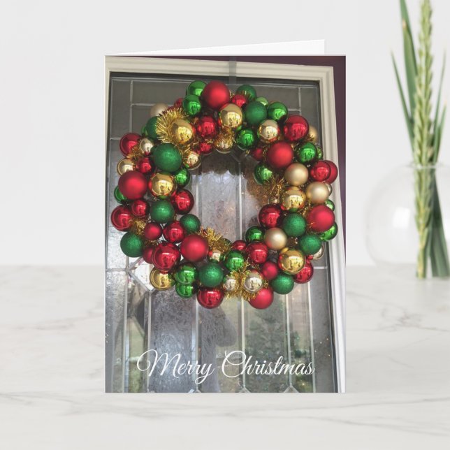 Puerta de Navidades con tarjeta de guirnalda ornam (Anverso)