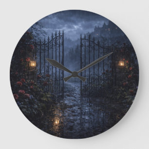 Puerta de Rosa Roja al Reloj de Pared del Jardín G