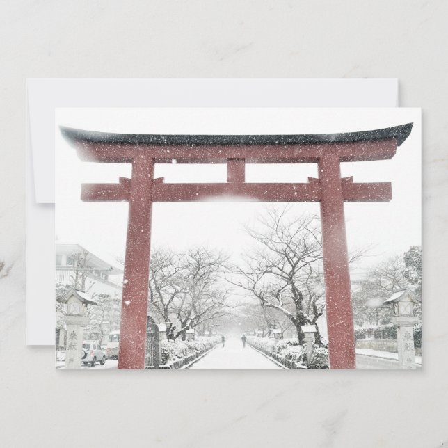 Puerta de Torii Japonés en Invitación de Invierno (Anverso)