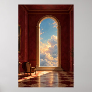 Puerta del Cielo Dorado Arte Surrealista