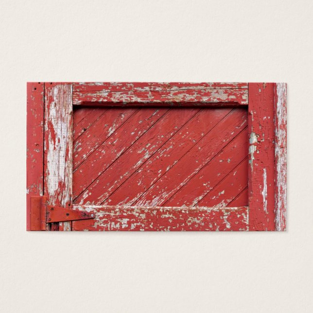 Puerta del establo de madera pintada de color rojo (Frente)