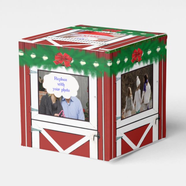 Puerta del establo rojo 5 caja de regalo/favor de  (Costado Anverso)