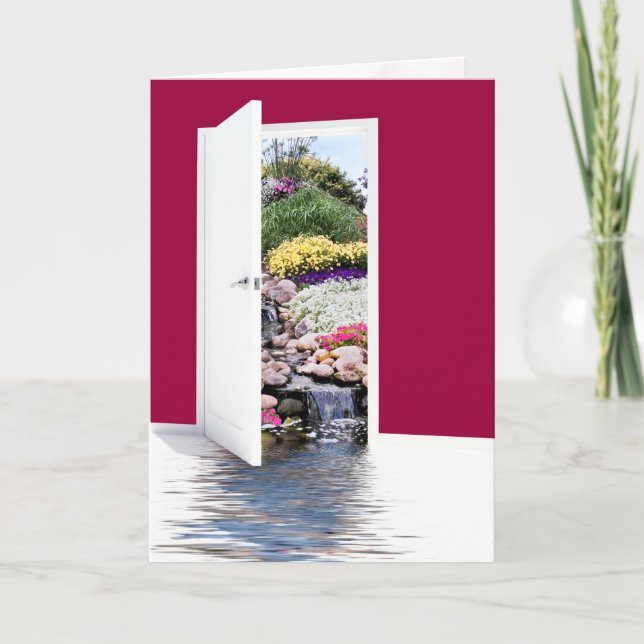 Puerta del jardín de cumpleaños con tarjeta de cas (Anverso)