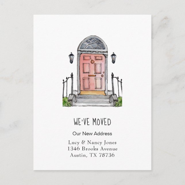 Puerta delantera color agua Hemos movido postales  (Anverso)