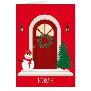 Puerta delantera decorada por navidades