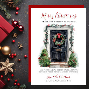 Puerta Principal Acuarela Feliz Navidad