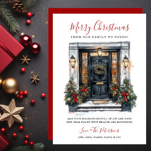 Puerta Principal Acuarela Feliz Navidad