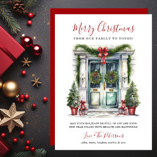 Puerta Principal Acuarela Feliz Navidad