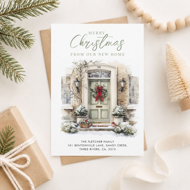 Puerta Principal Verde Elegante Navidad Casa Nueva (Subido por el creador)