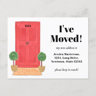 Puerta roja que he movido la tarjeta postal de Inv