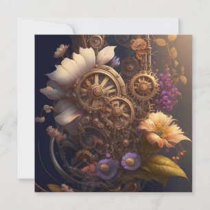 Puerta Steampunk con Flores Purpúreas