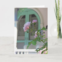 Puerta verde y Rosa - Tarjeta de viñedo de Martha