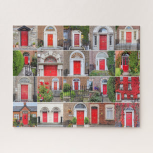 Puertas rojas de Dublín Irlanda Puzzle