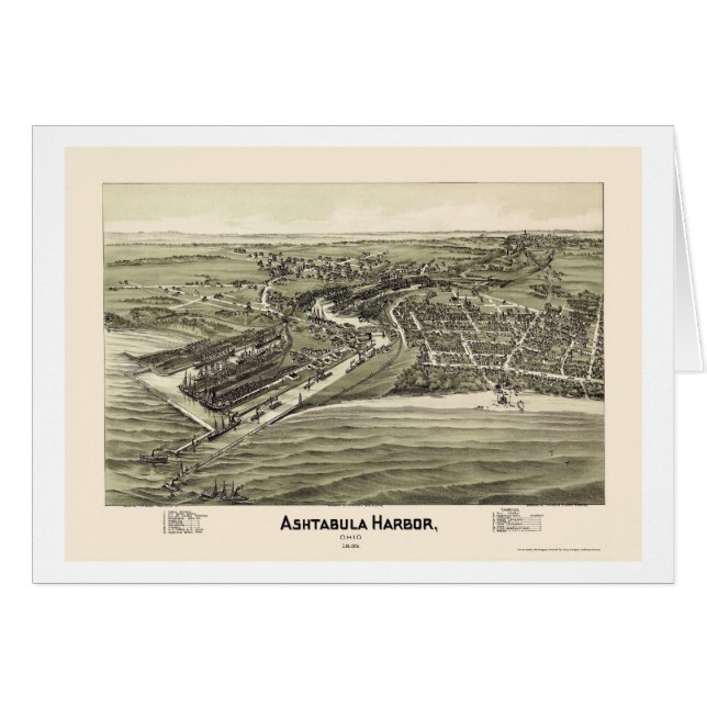 Puerto de Ashtabula, mapa panorámico del OH - 1896 (Anverso (Horizontal))