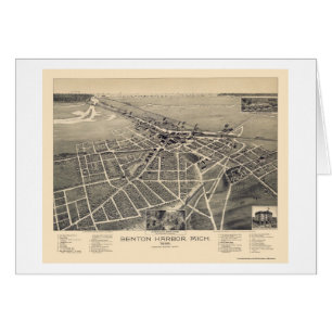 Puerto de Benton, mapa panorámico de Michigan -