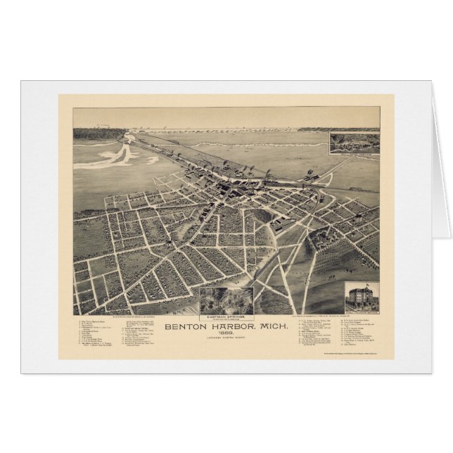 Puerto de Benton, mapa panorámico de Michigan - (Anverso (Horizontal))