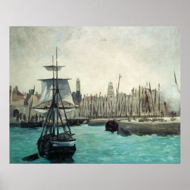 Puerto de Calais por Manet, arte del impresionismo (Frente)