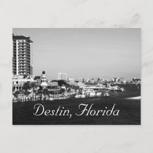 Puerto de Destin Florida - postal en blanco y negr