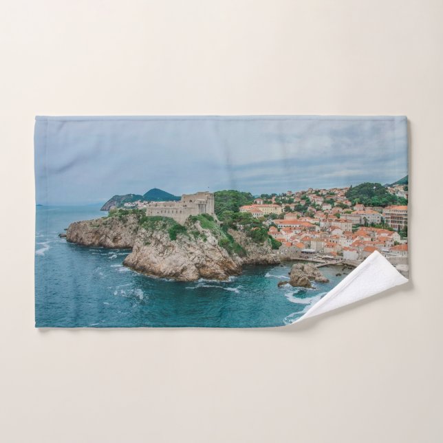 Puerto de Dubrovnik y centro de la ciudad (Toalla de mano)