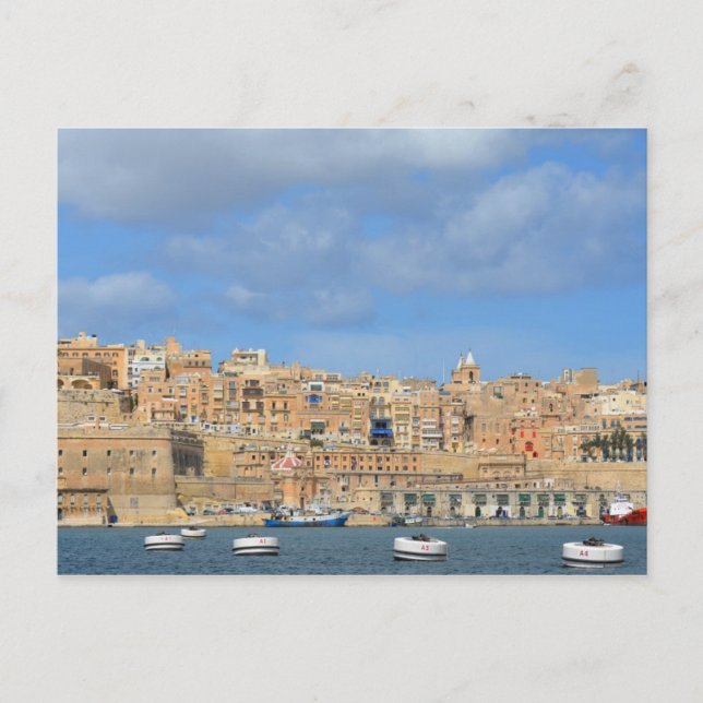 Puerto de La Valeta, postal de Malta (Anverso)