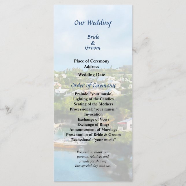 Puerto de San Jorge, programa de bodas de las Berm (Anverso)
