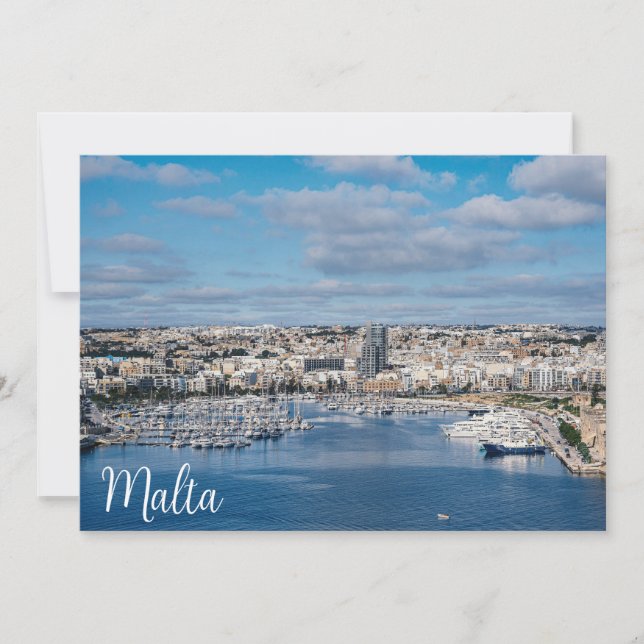 Puerto de Sliema con edificios modernos y barcos (Anverso)