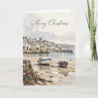 Puerto de St Ives Navidad Acuarela