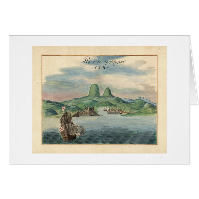 Puerto del mapa 1639 de la opinión de La Habana (Anverso (Horizontal))