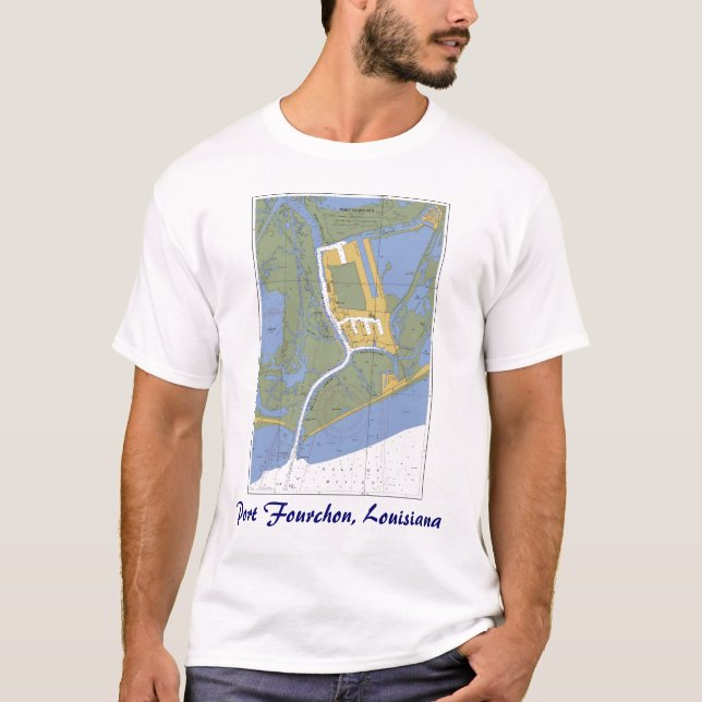 Puerto Fourchon, camiseta náutica de la carta de (Anverso)