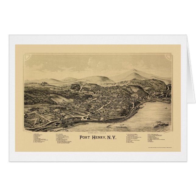 Puerto Henry, mapa panorámico de NY - 1889 (Anverso (Horizontal))