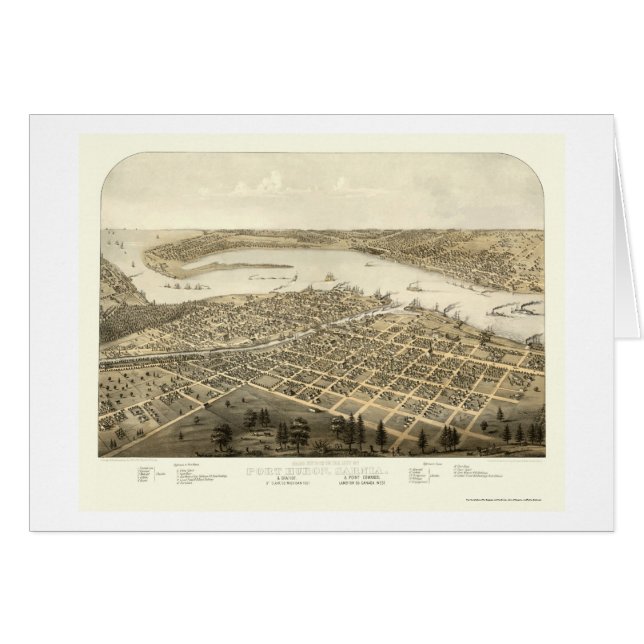 Puerto Huron, mapa panorámico del MI - 1867 (Anverso (Horizontal))
