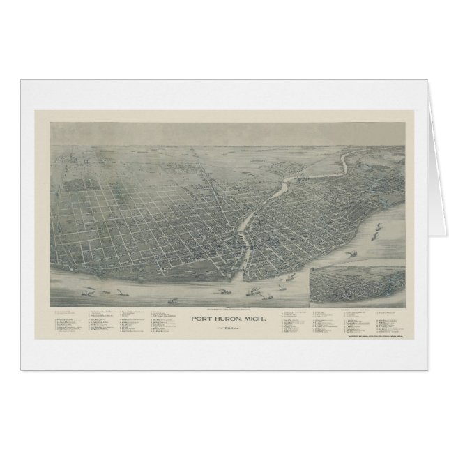 Puerto Huron, mapa panorámico del MI - 1894 (Anverso (Horizontal))