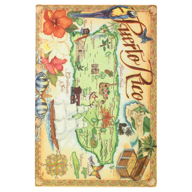 Puerto Rico 24x36 arte mural Metalizado (Anverso)