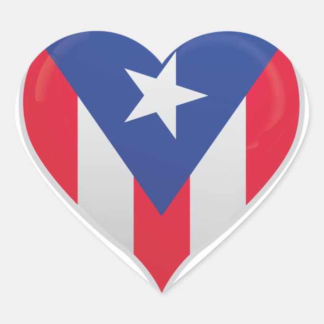 Puerto Rico amor bandera orgullo pegatina corazón (Anverso)