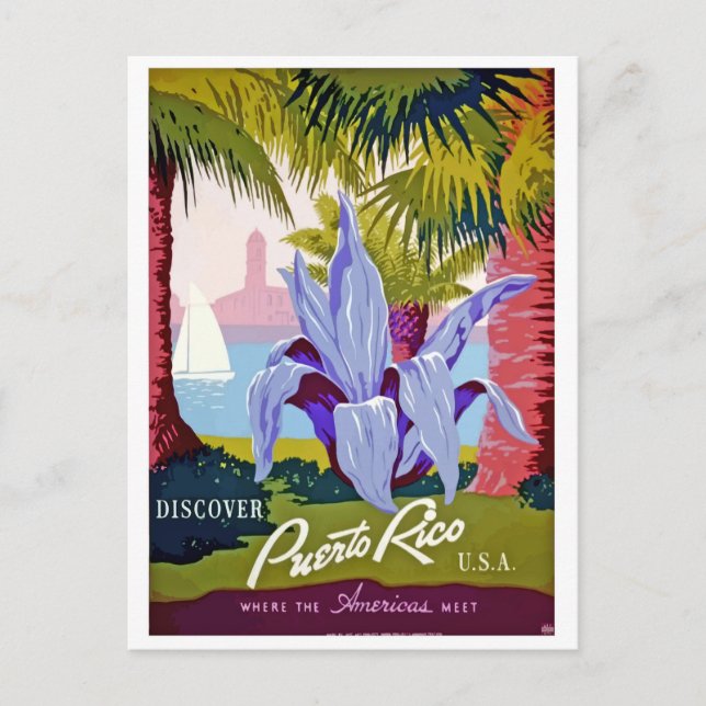 Puerto Rico, postal de viaje vintage (Anverso)
