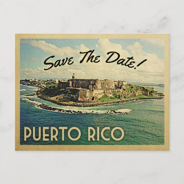 Puerto Rico Salva Las Postales Vintage De Fecha (Anverso)