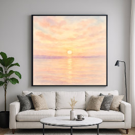 Puesta de sol al estilo acuarela sobre arte marino