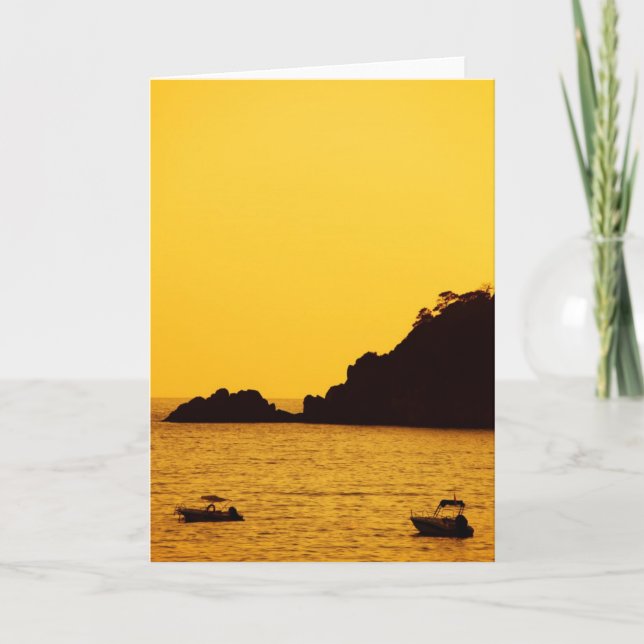 puesta de sol amarilla con tarjeta de nota de barc (Anverso)