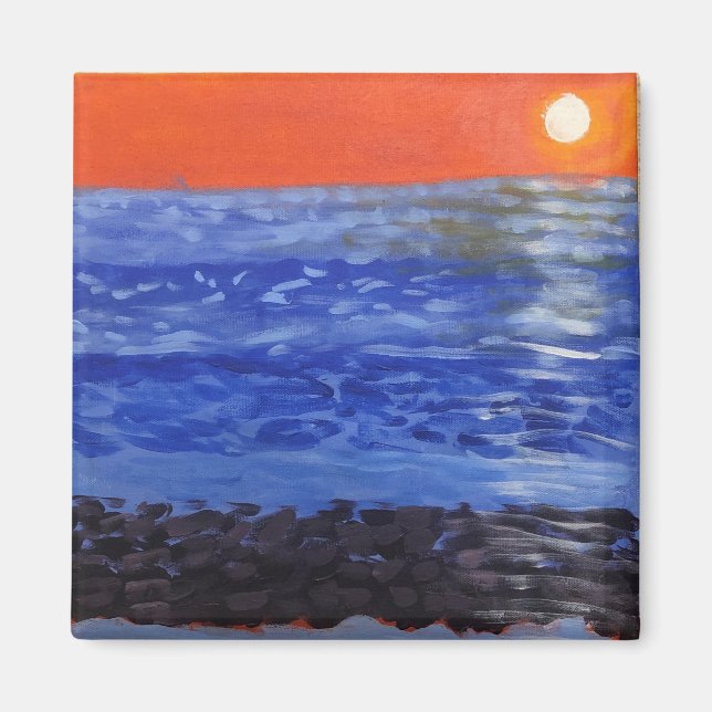 puesta de sol del naranja en el imán de agua (Frente)