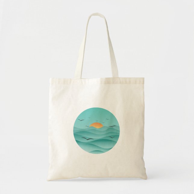 puesta de sol en la bolsa de té clásica del mar (Frente)